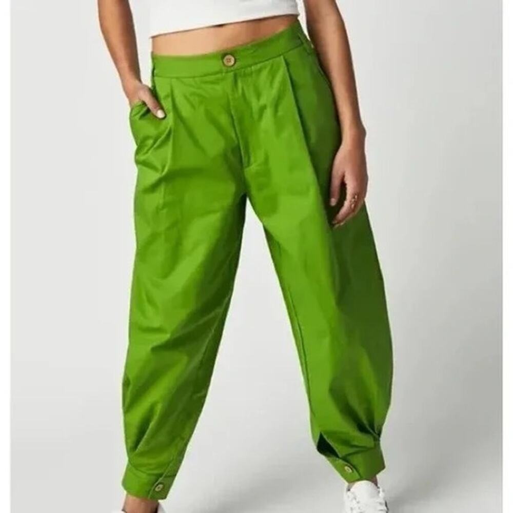 Free People Green Lucia‎ Trouser Pants Size 2 NWOT - Picture 3 of 4